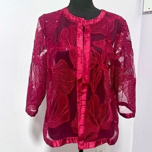CHICOS Red Dress with Lace Jacket 1